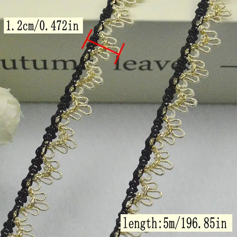 ruban métallique tressé or argent noir classique 1.2cm 0.5cm 0.8cm 5mètres couture artisanat diy