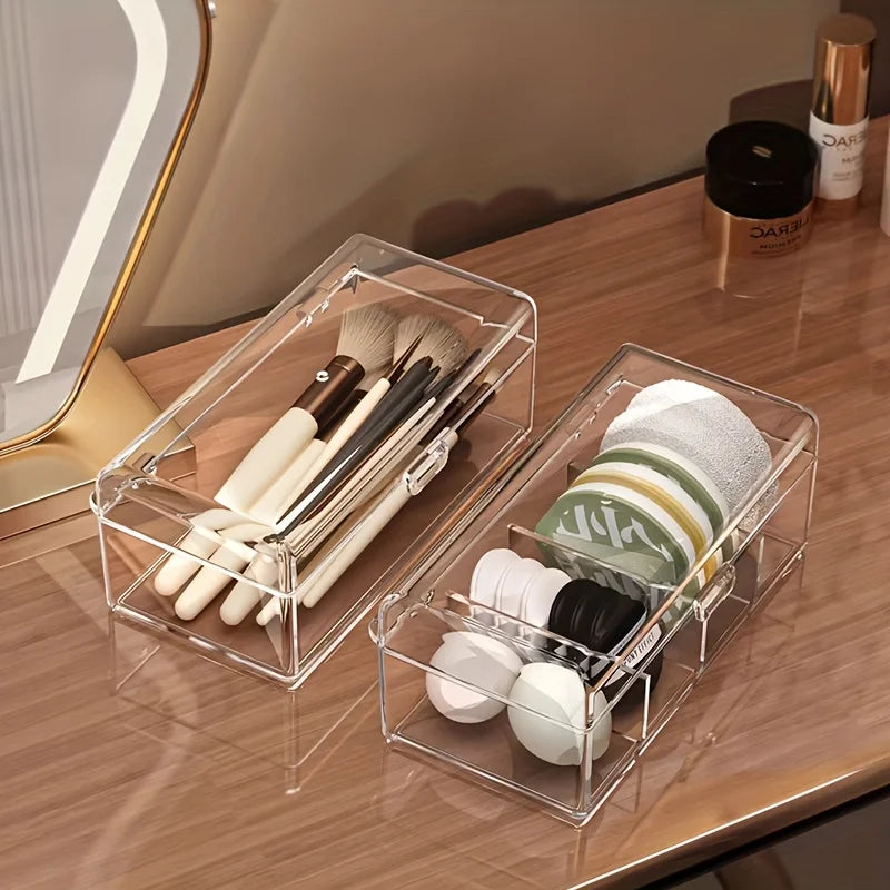 boîtes rangement transparentes modernes clips brosse éponge maquillage réutilisables sans motif