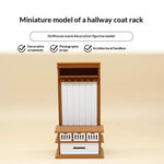 miniature rack manteaux texture bois classique marron clair blanc accessoire poupée chambre poupée décoration