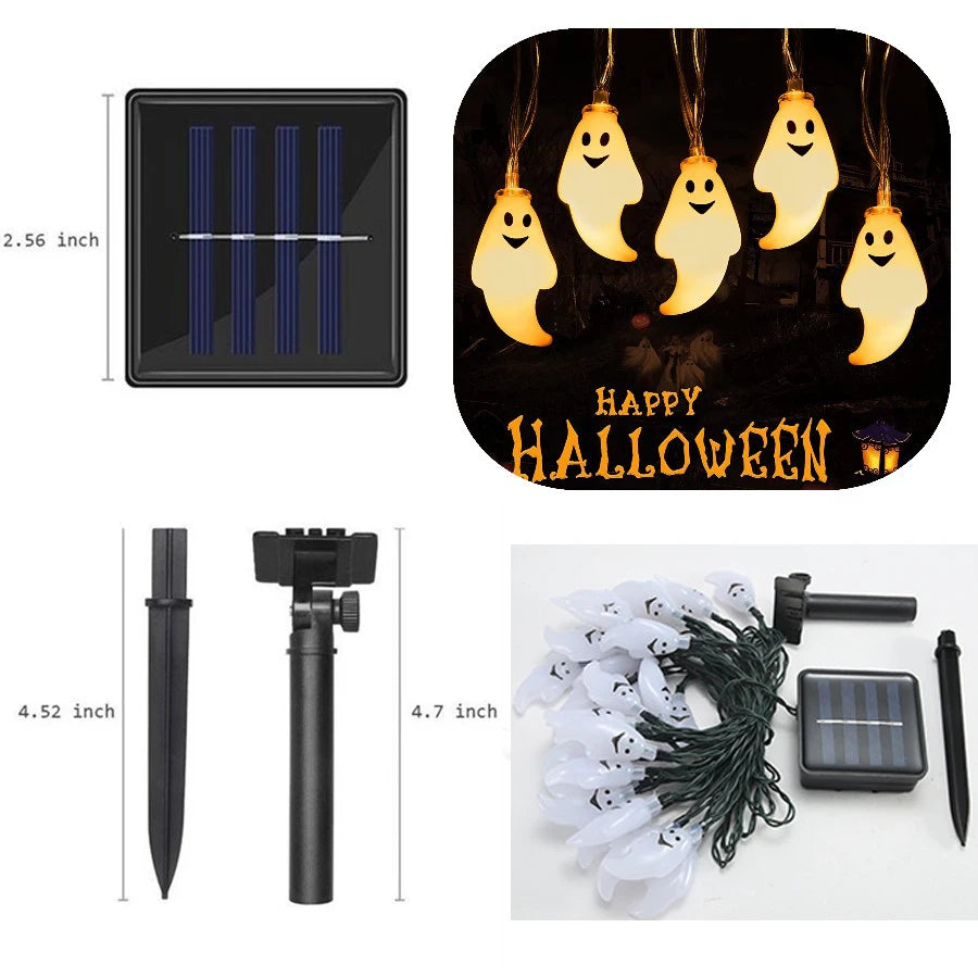 guirlande lumineuse halloween fantômes souriants led solar blanc clipsextérieur festive vacances