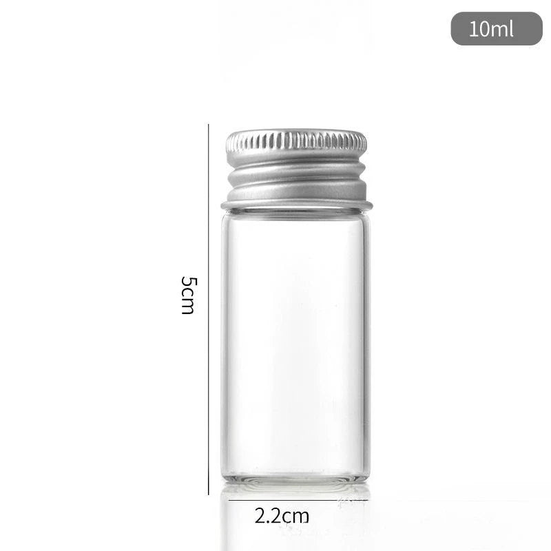 bouteilles verre transparentes modernes 5ml 7ml 10ml 12ml bouchons métalliques échantillons bijoux