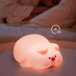 lampe chevet mignon rose cochon cartoon oeil noir nez rose flux lumineux faible tactile