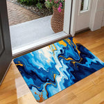 tapis moderne fleuri bleu blanc noir résistant antidérapant entrée sol extérieur adhésif polypropylène