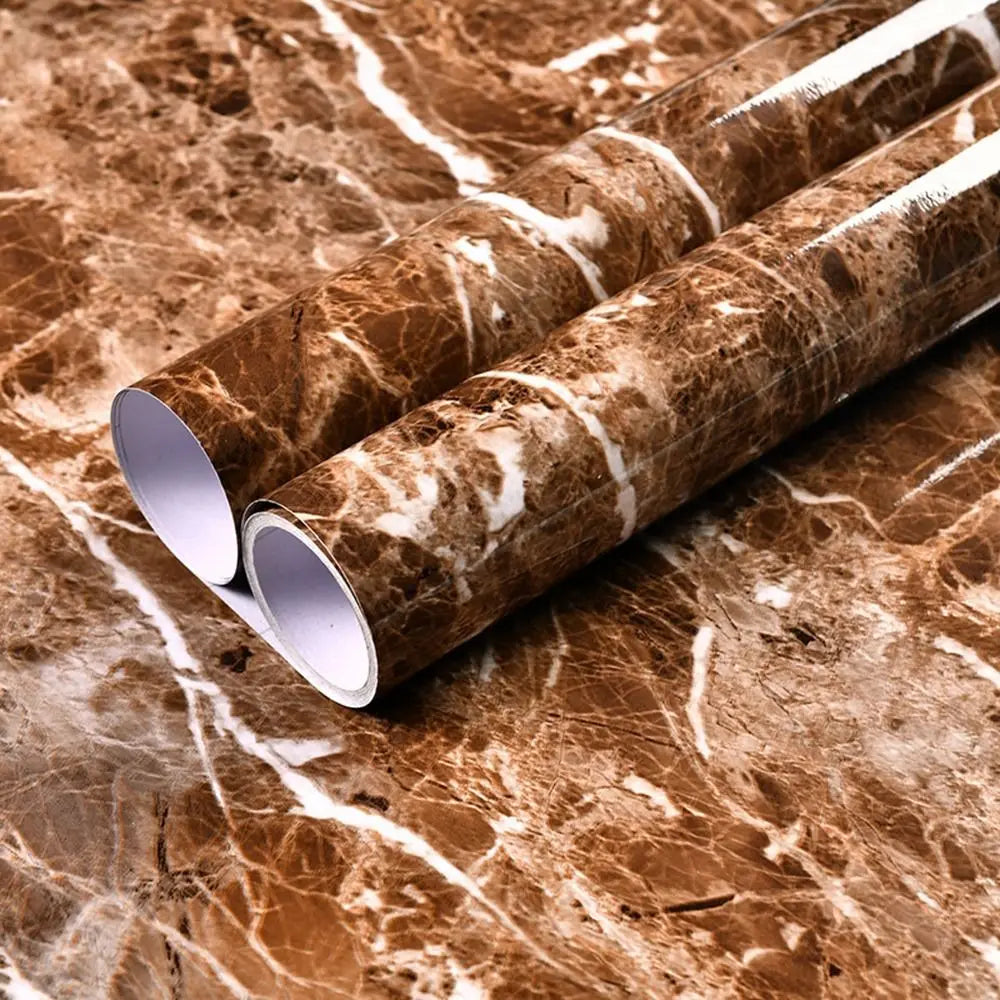 papier peint auto adhésif marbre moderne marron clair beige gris blanc chambre salle bain