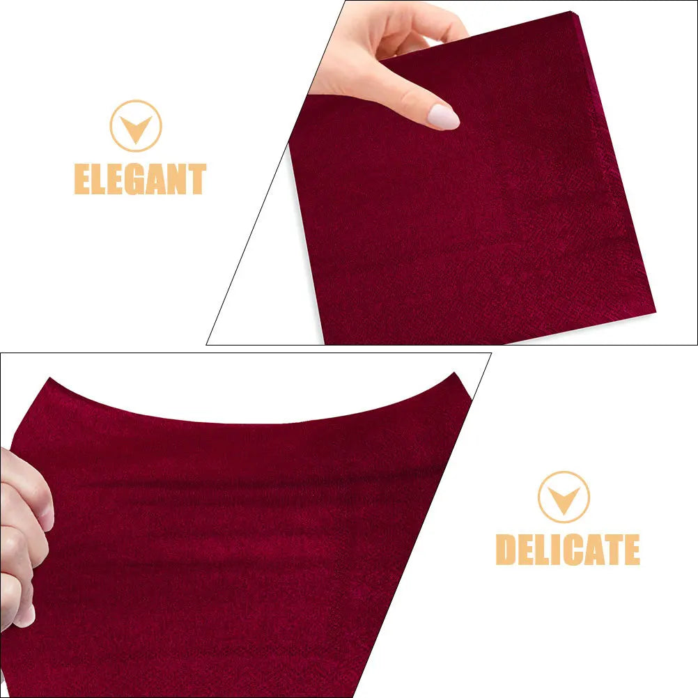 serviettes papier rouge bordeaux élégantes festives texturées brillantes opaques ensemble 20 pièces