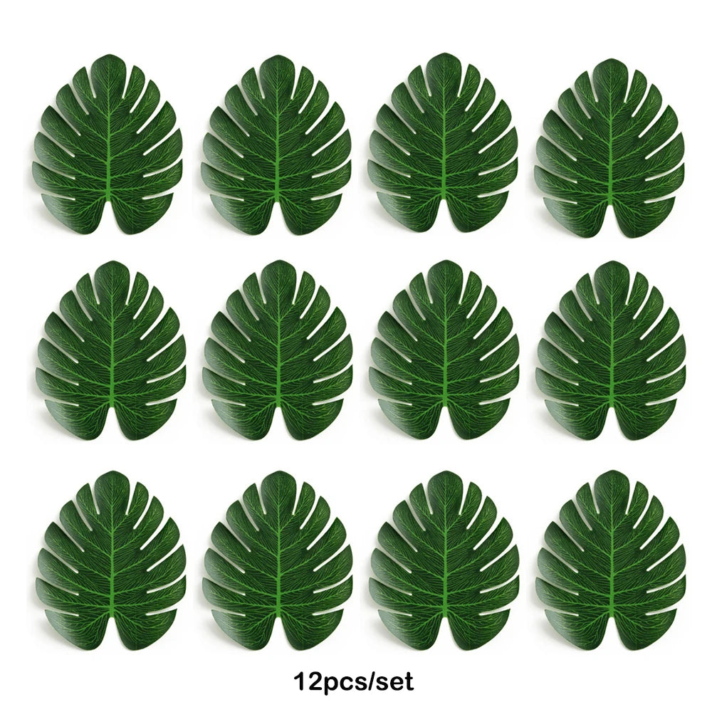 feuilles artificielles tropicales vertes décoration extérieure naturelle mariage anniversaire fête hawaïenne luau