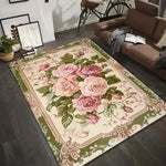 tapis floral rouge fleurs feuilles bordure ornée polypropylène polyester antidérapant extérieur intérieur chambre salon