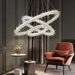 suspension lumineuse moderne cristaux blanc translucide chaînes suspendues