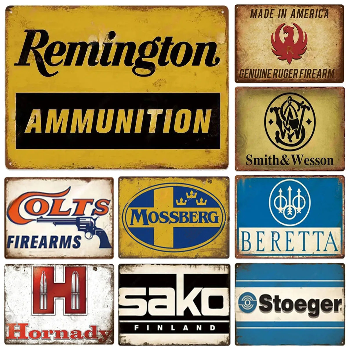 plaque murale metal vintage logo armes munitions decoration garage objet deco retro 20x30cm