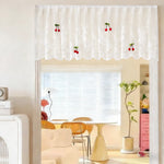 rideau dentelle motif floral cerises blanc rouge vert translucide japonais coréen enfantin chambre porte