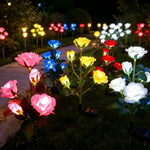 lumières solaires décoratives extérieures fleurs roses bleu jaune rouge blanc patio jardin moderne