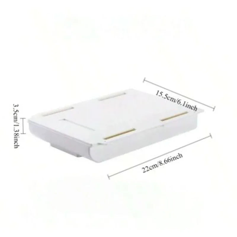 tiroirs rangement adhésifs blancs plastique lisse sous réutilisables minimaliste 22cm 8.66cm 3.5cm