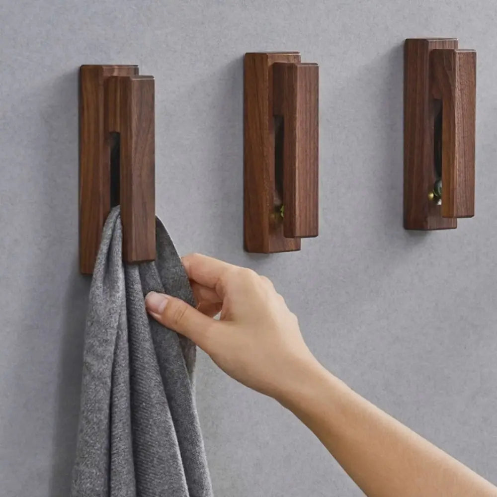 porte serviettes mural bois chêne noyer moderne minimaliste fixations murales simple aspect naturel durable