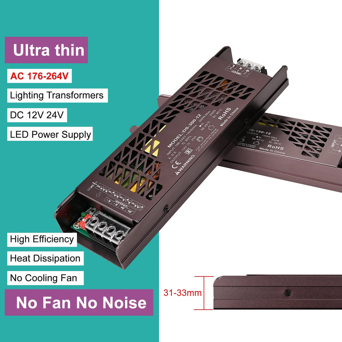 alimentation led ajustable 12v 24v 60w 100w 150w 200w 300w 400w sans ventilateur moderne