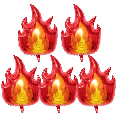 Kit 5 ballons camion pompier et flammes thème pompier