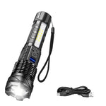 lampe torchon rechargeable 20w led noire texturée modes éclairage camping pêche