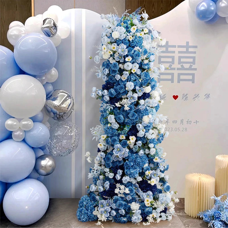 arche décorative fleurs artificielles bleu blanc extérieur intérieur décoration maison événement