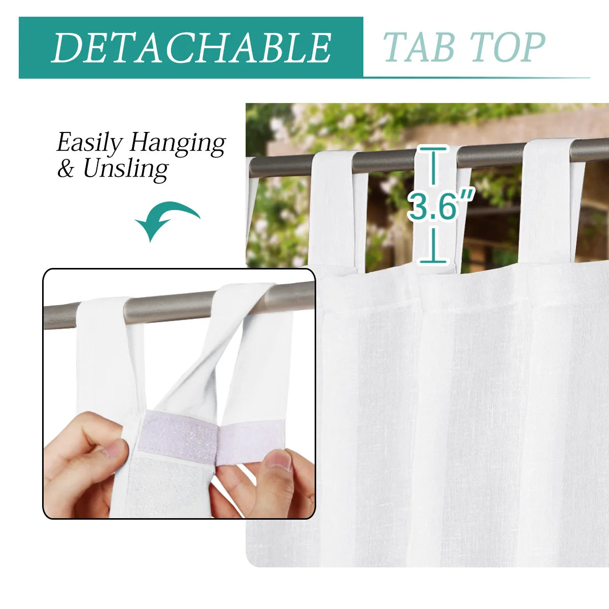 rideaux extérieurs tissu lin blanc semi transparent décontracté patio hospitalité