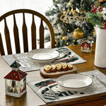 serviettes table noël flocons arbre bonhomme merry christmas let it snow gris rouge vert