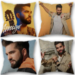 taie d'oreiller carrée 45x45cm moderne motif Kendji Girac imprimé uni côté opaque polyester
