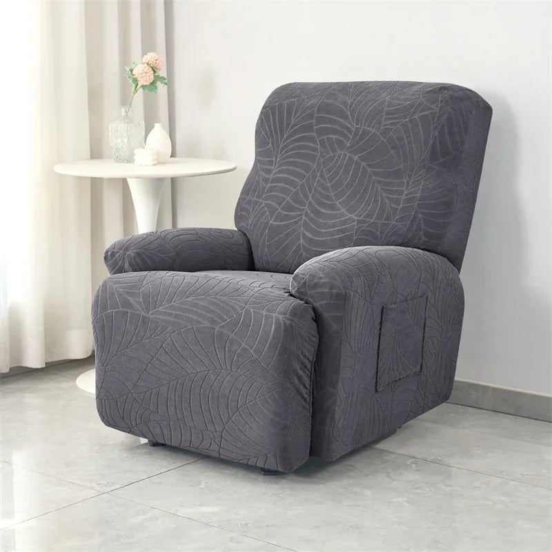 housse fauteuil relax inclinable feuilles imprimées gris clair moderne adhésif lavable printemps été