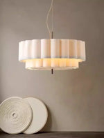 Suspension lumineuse moderne abat jour plissé blanc cassé lampes suspendues éclairage salon LED