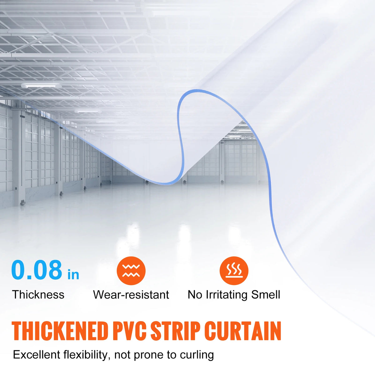 Détail de la texture lisse du rideau en PVC