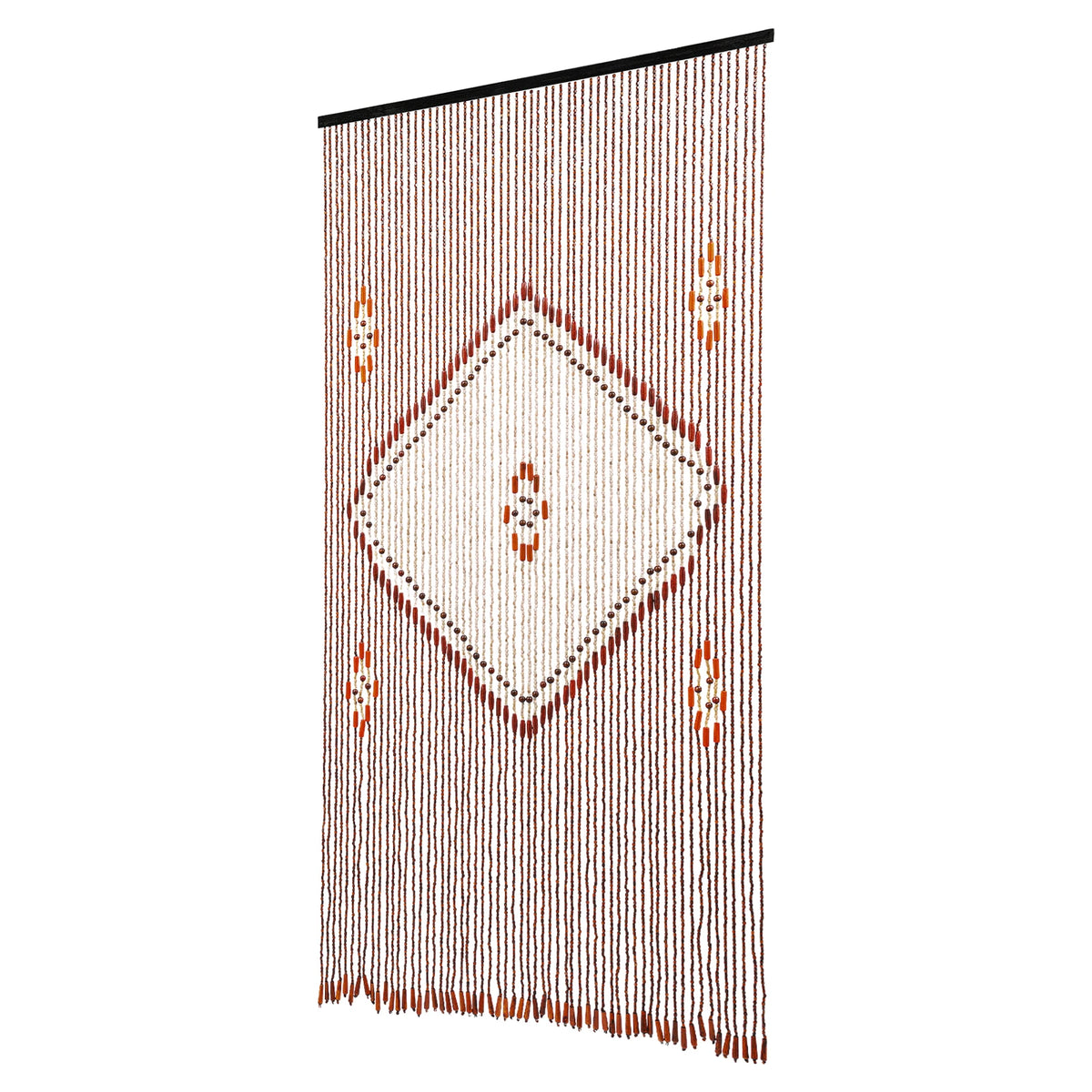 rideau décoratif bois motifs géométriques beige orange semi transparent bohème 90x195cm