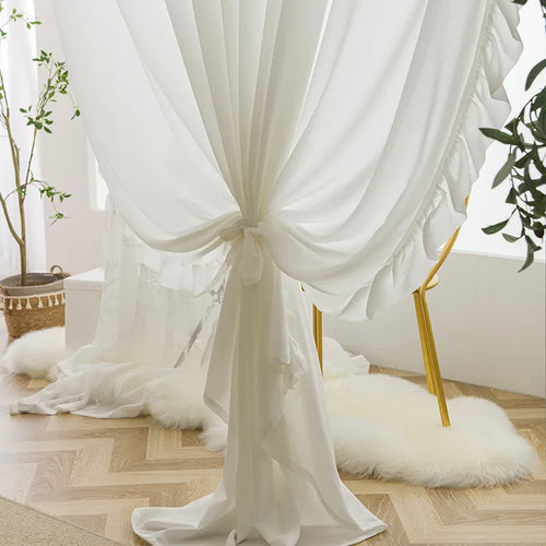 rideau voile blanc transparent moderne salon chambre fenêtre baie vitree maison