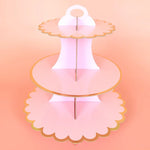 support gâteaux trois étages rayures horizontales jaune rose vert moderne anniversaire mariage événement festive