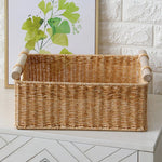 panier tressé naturel poignées bois rangement traditionnel respectueux environnement dimension 37x26cm