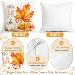 housse coussin imprimée citrouille feuille érable aquarelle automnale décoration maison carré moderne zip invisible