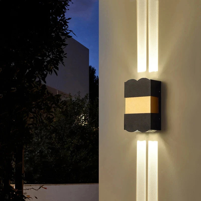 projecteur led extérieur moderne noir doré texture mat ip65 mur contemporain 12w 85265v