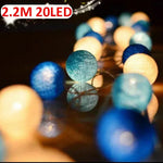 guirlande lumineuse multicolore cotonné moderne 20 led 2mètres auto batterie usb