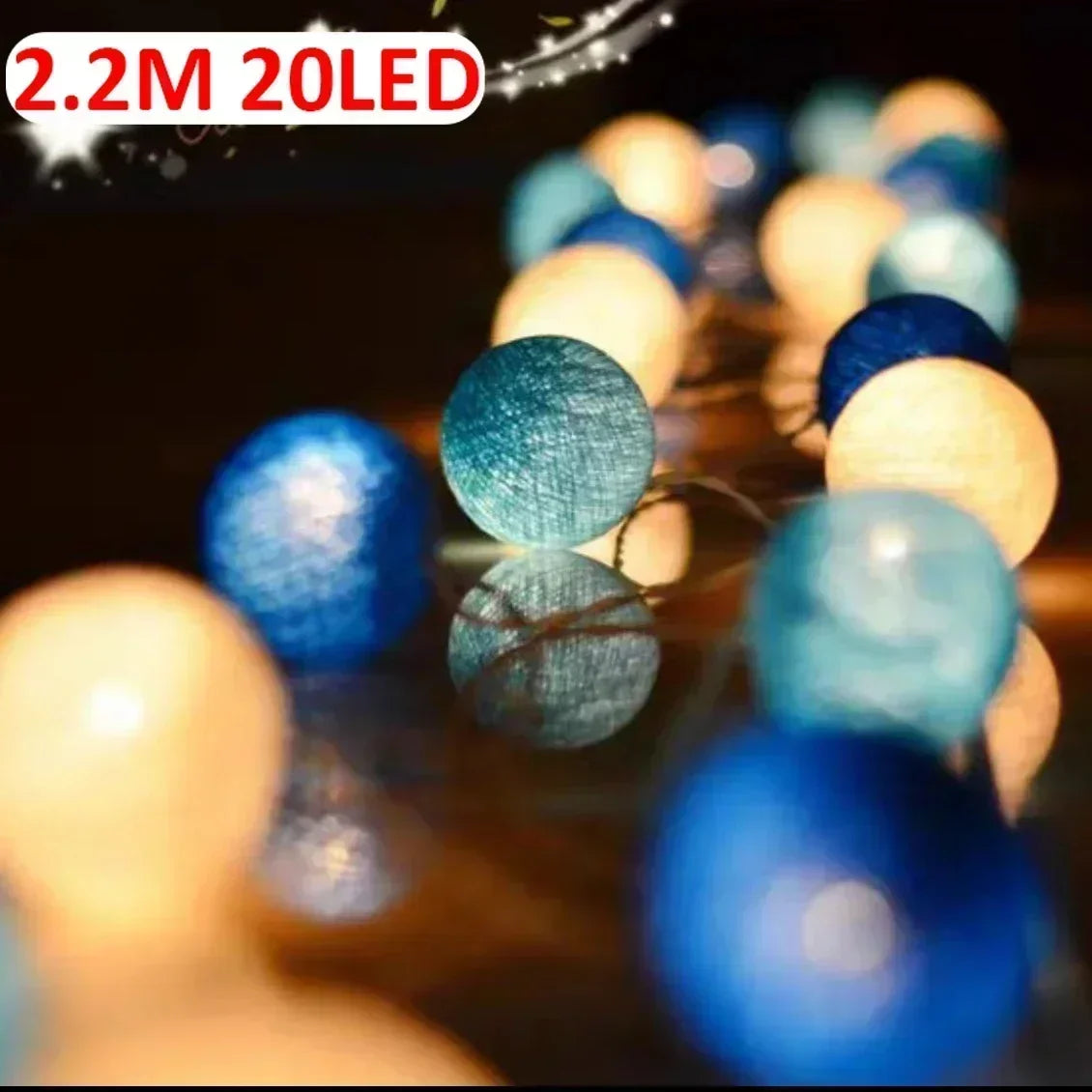 guirlande lumineuse multicolore cotonné moderne 20 led 2mètres auto batterie usb