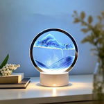 lampe table 3d sable mouvant bleu vert noir ambiance montagnes eau