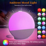 lampe d'ambiance moderne blanc gris tissu sons apaisants affichage numérique bluetooth wake up light