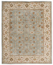 tapis traditionnel oriental motifs floraux bleu clair beige moelleux salon chambre