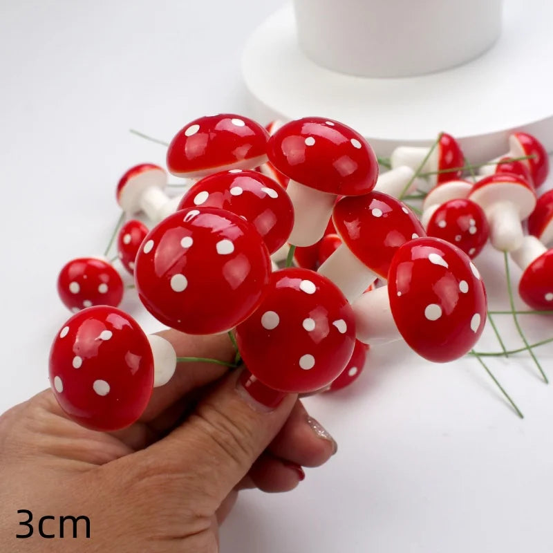 décor extérieur champignons artificiels rouge blanc points blancs piquet vert set 10 20 50pcs
