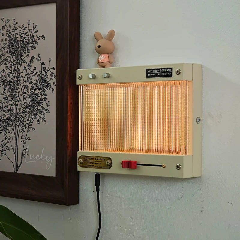 lampe led murale vintage orange rayures verticales interrupteur rotatif commande luminosité