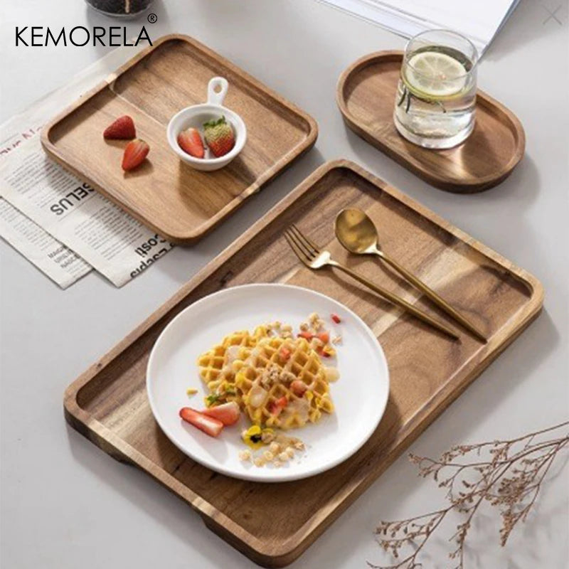 assiettes bois marron clair minimaliste rustique assiette couverts bol verre tasse fruits gaufres