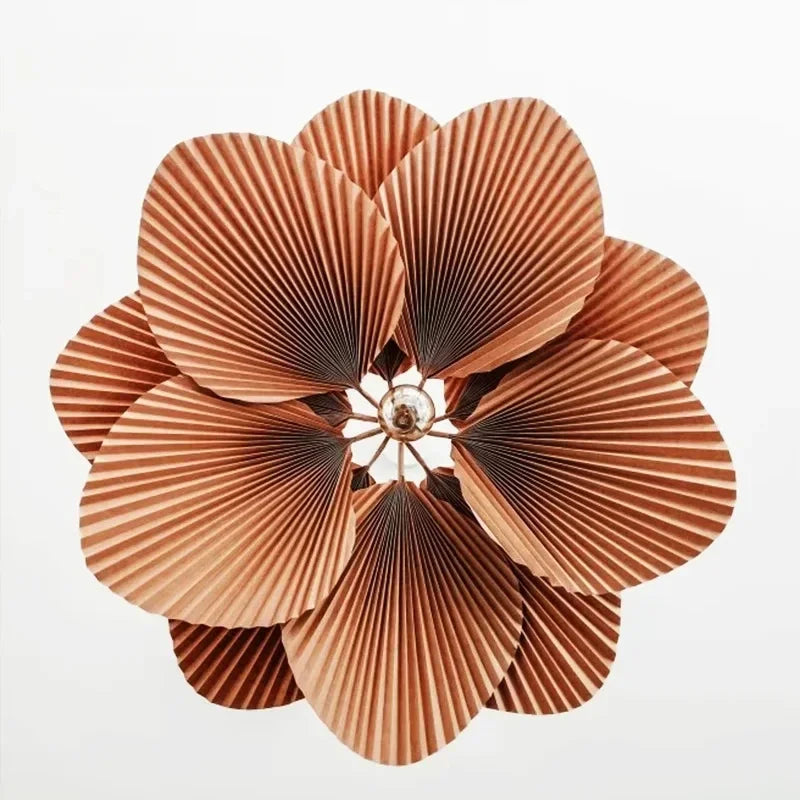 suspension lumineuse feuilles plissées marron moderne ampoules led pince suspension encastrée lumière chaude lumière