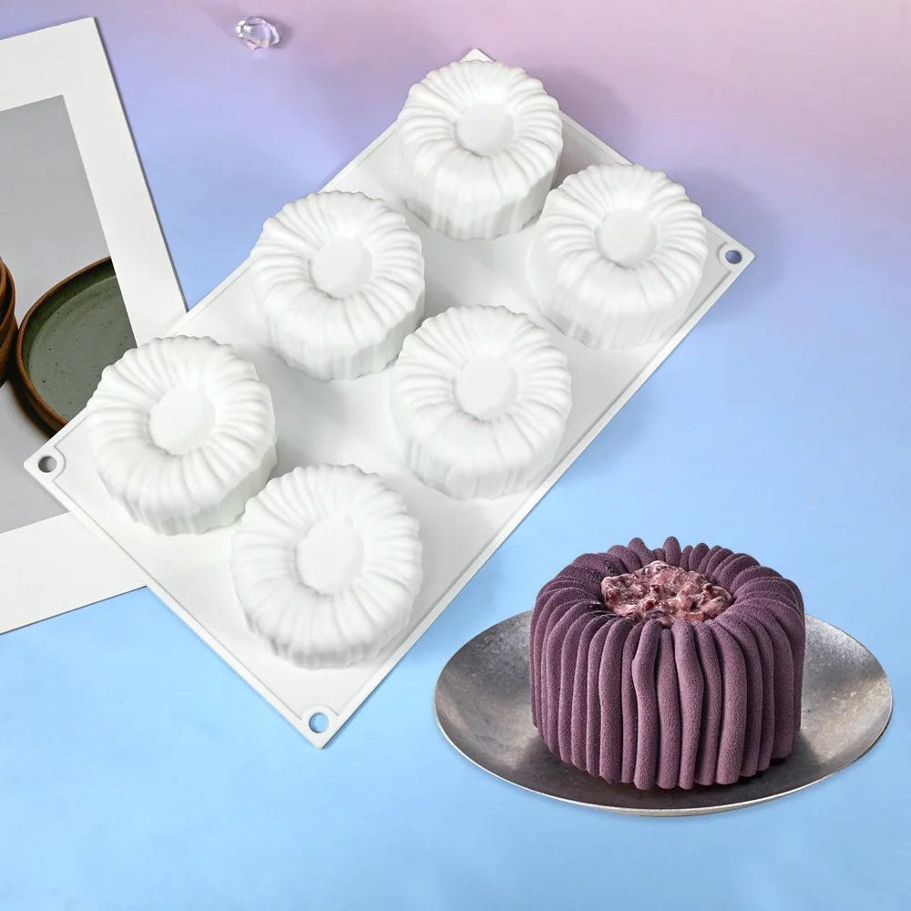moules silicone pâtisserie motifs fleurs rayures six cavités démoulage facile gâteaux décorations desserts préparation