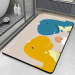 tapis bain antidérapant diatomite bleu gris moderne lavable fleurs animaux