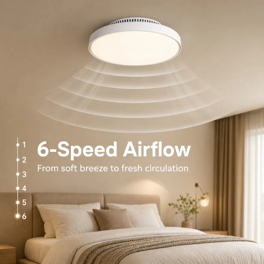 ventilateur moderne sans pales led télécommande vitesses luminaire blanc abs