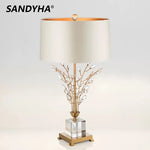 lampe table moderne or beige branches décoratives nordique base cristal 45x76cm led contemporaine