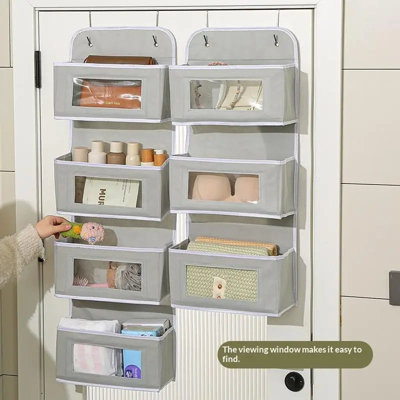 sac suspendre moderne gris beige poches fenêtres transparentes organisation chambre bain