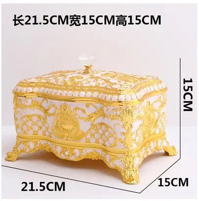 boîte bijoux rectangle métal rose clair ornements floraux classique intérieur velours rouge rechargeable