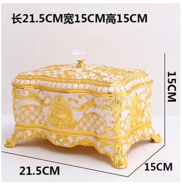 boîte bijoux rectangle métal rose clair ornements floraux classique intérieur velours rouge rechargeable