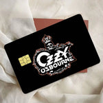cartes crédit autocollantes ozzy osbourne logo waterproof résistantes graphique noir doré